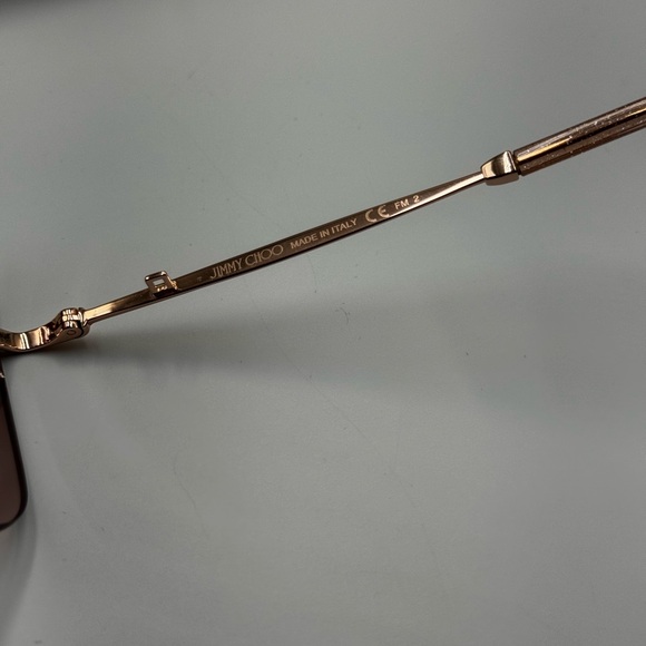 🆕 JIMMY CHOO 🧿 NWOT TAVI DDB3X Oversized Square Sunglasses Gold Copper w Chain - Picture 14 of 16